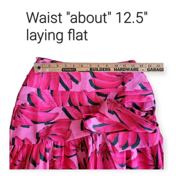 Fuchsia Red Banana Print Maxi Skirt HT360 Collective Nordstrom Size XS Summer - Picture 7 of 11